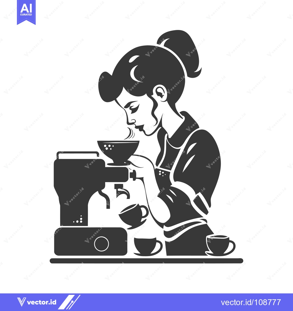 Premium Vector dari Woman Making Coffee With An Espresso Machine