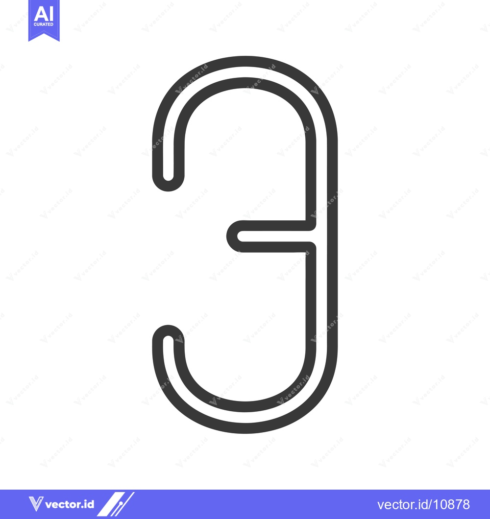 Premium Vector dari A bold outline of the number three in black on a white background