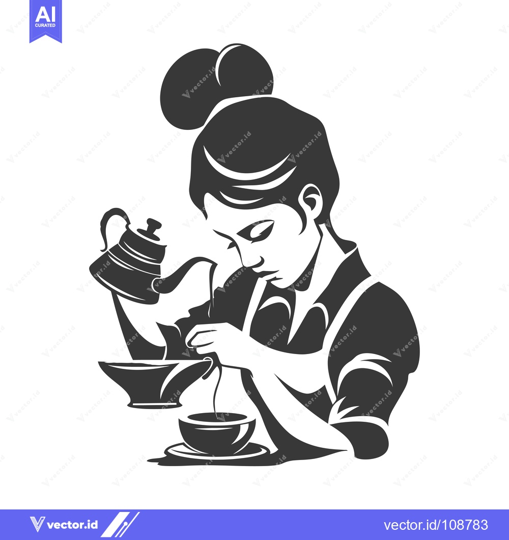 Premium Vector dari Woman Pouring Coffee From Kettle into Cup