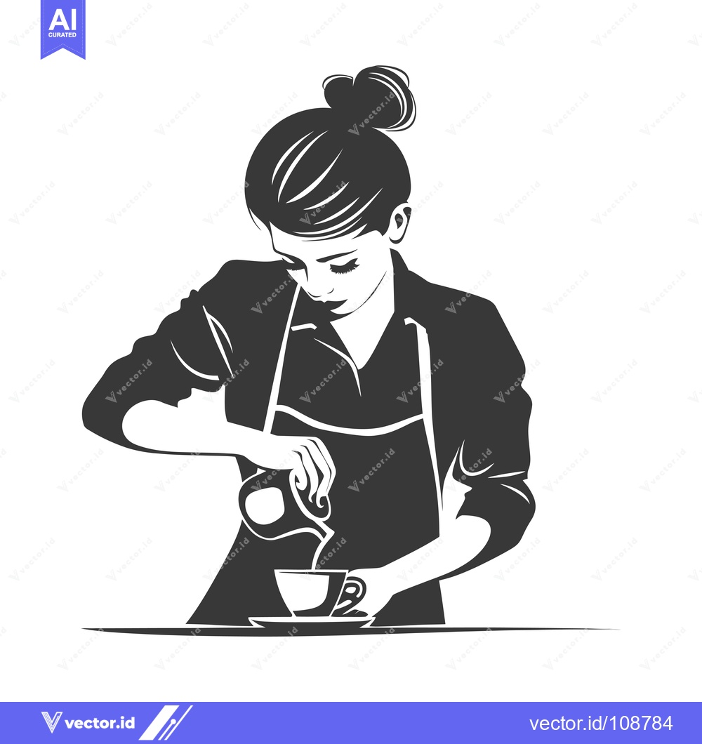 Premium Vector dari Woman Pouring Milk into a Cup of Coffee