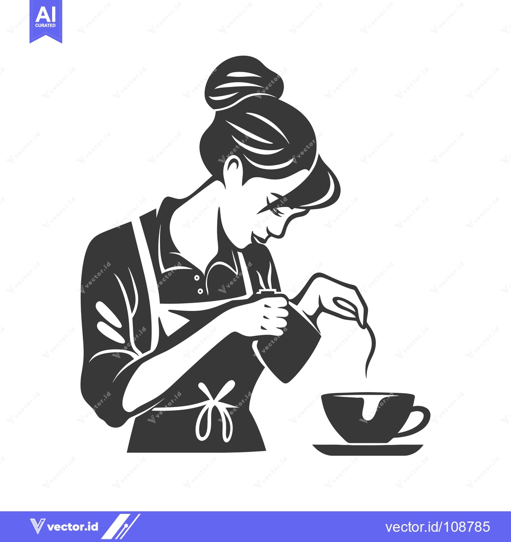 Premium Vector of Woman Pouring Milk into a Cup of Coffee