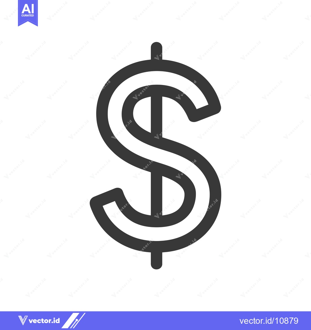 Premium Vector of A bold outline of the US dollar sign
