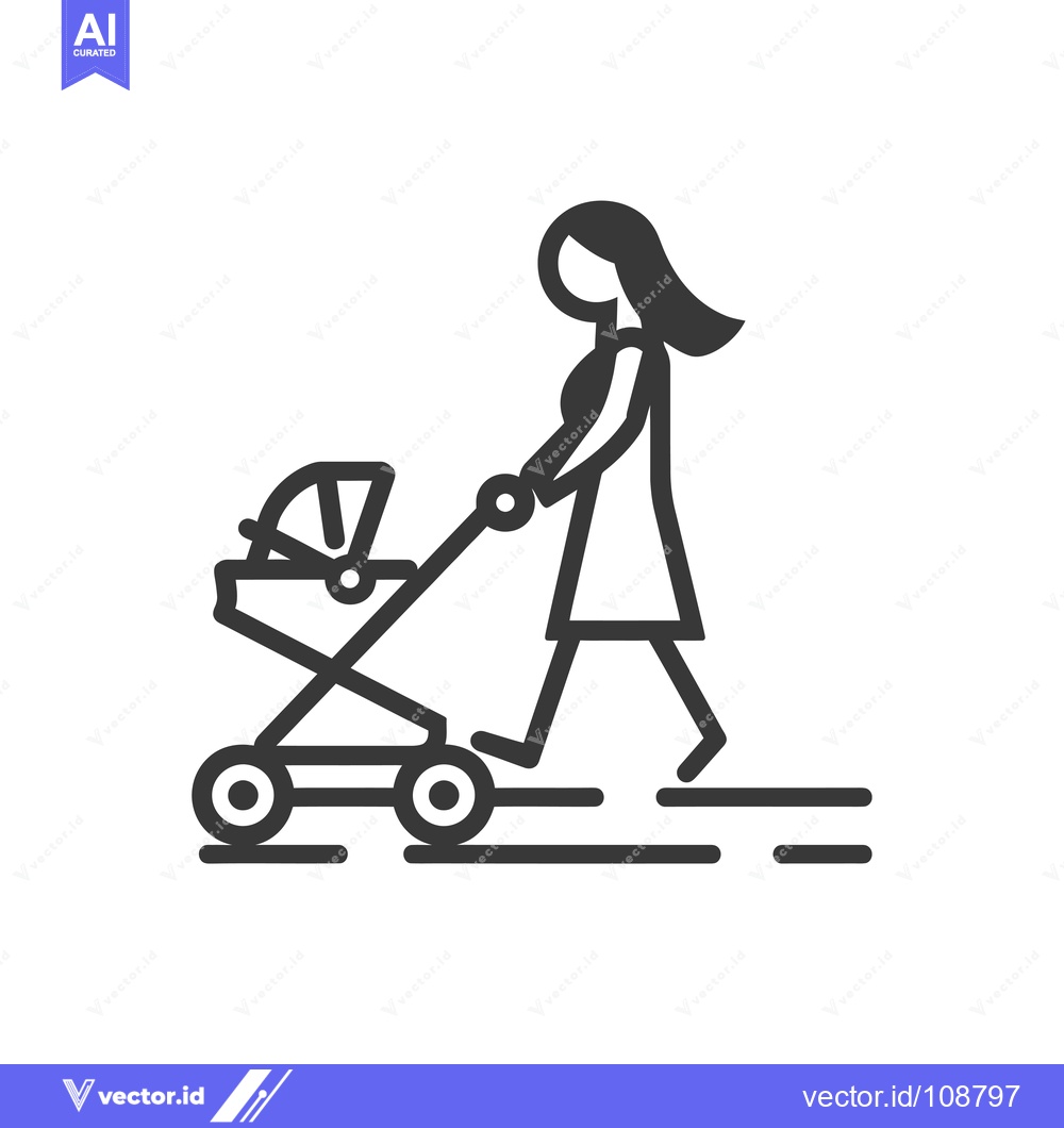 Premium Vector of Woman pushing a stroller with a baby inside