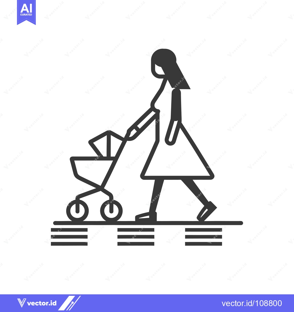 Premium Vector dari Woman pushing stroller on a sidewalk