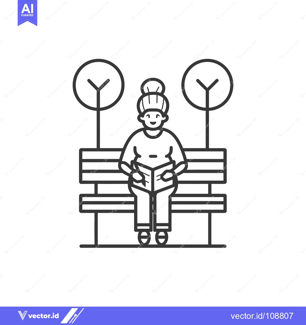 Premium Vector of Woman Reading a Book on a Park Bench