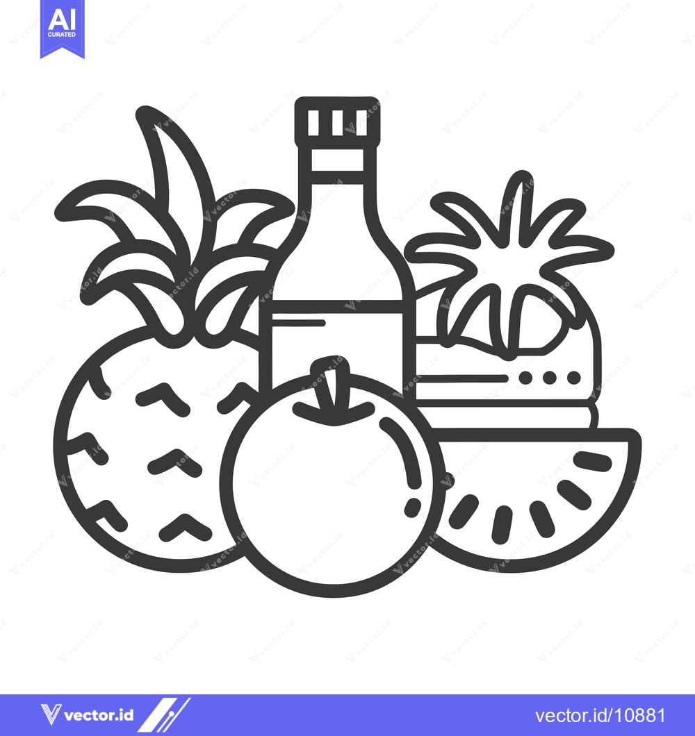 Premium Vector dari A Bottle of Juice with Fresh Fruit and a Slice of Watermelon