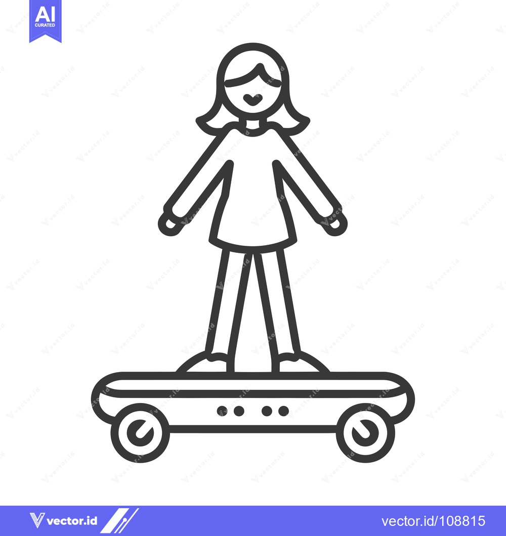 Premium Vector dari Woman riding a hoverboard with a happy expression
