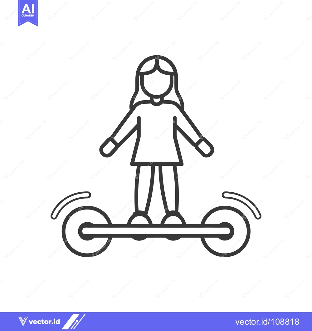 Premium Vector of Woman riding a hoverboard with spinning wheels