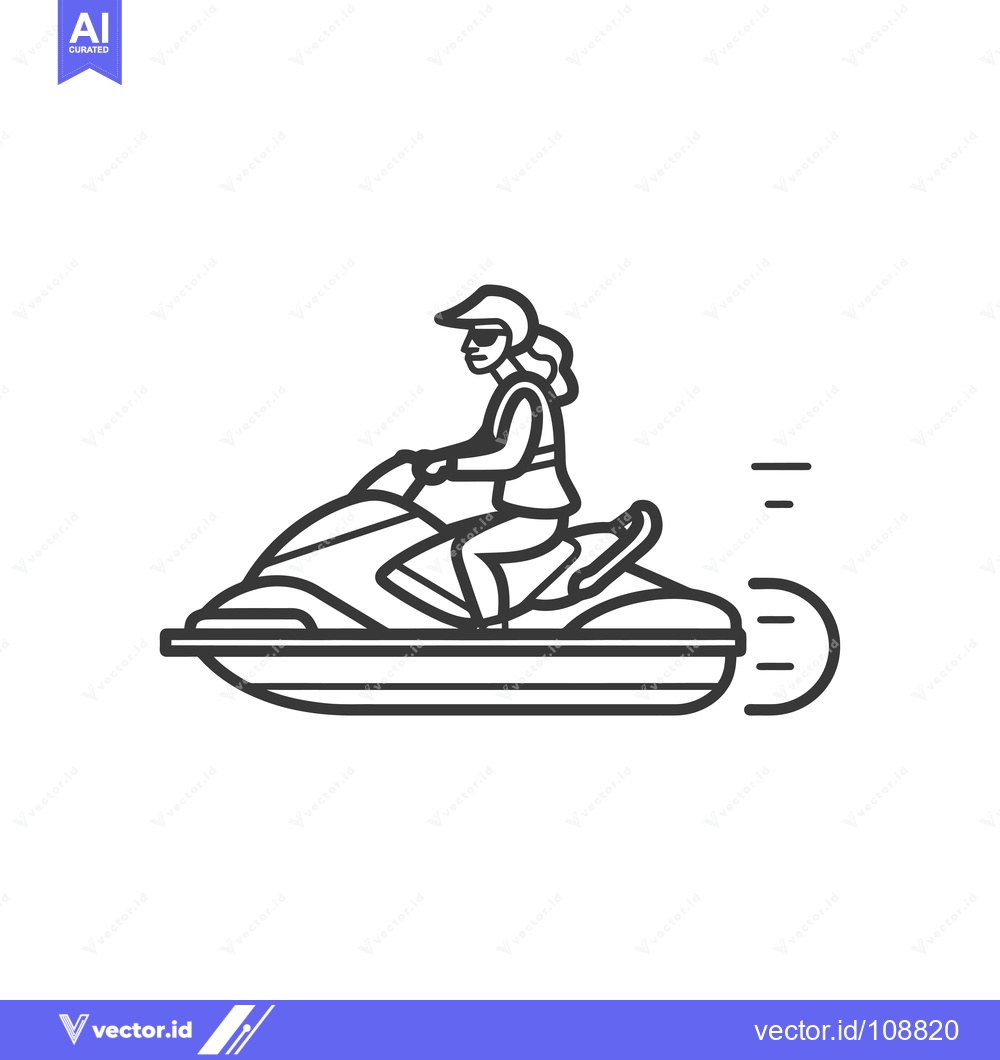 Premium Vector of Woman Riding a Jet Ski at High Speed