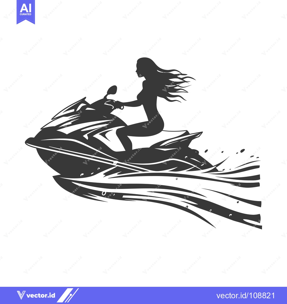 Premium Vector dari Woman riding a jet ski leaving a wake