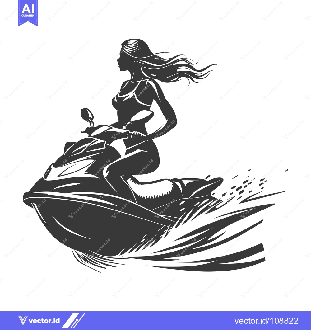 Premium Vector dari Woman Riding a Jet Ski Leaving a Wake
