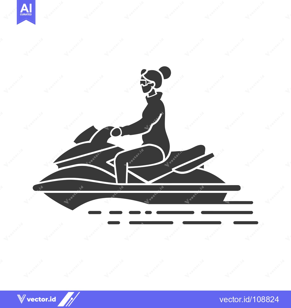 Premium Vector dari Woman Riding a Jet Ski on the Water
