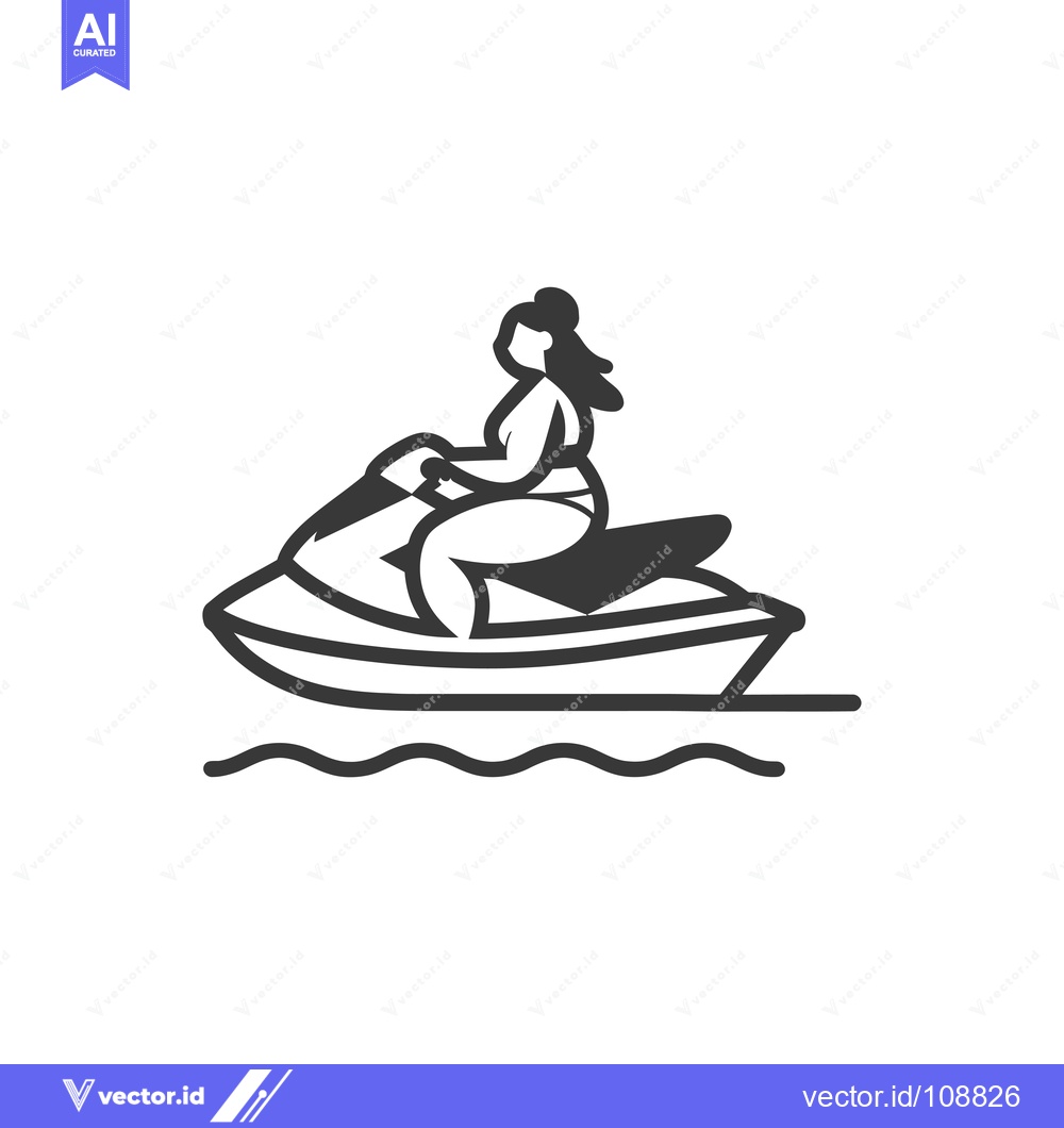 Premium Vector of Woman riding a jet ski on the water