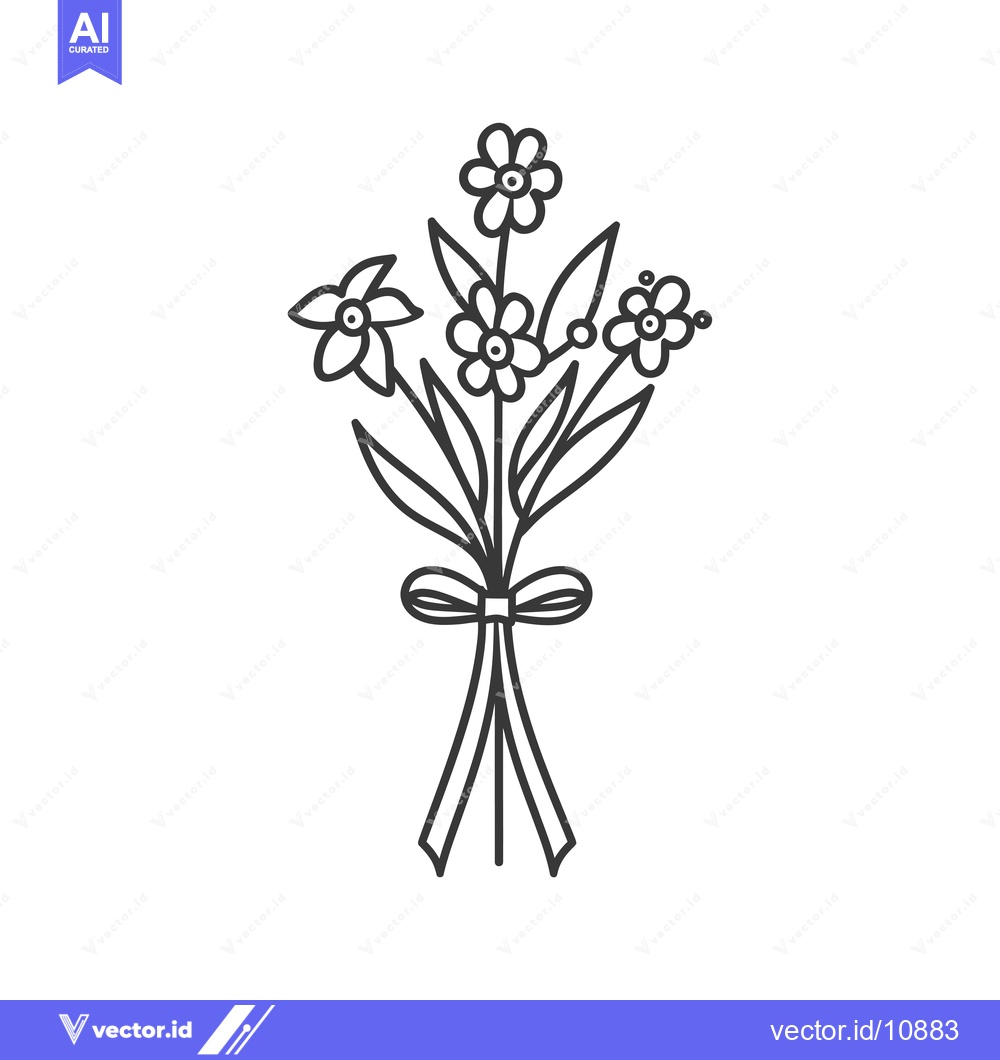 Premium Vector of A Bouquet of Flowers Tied with a Bow