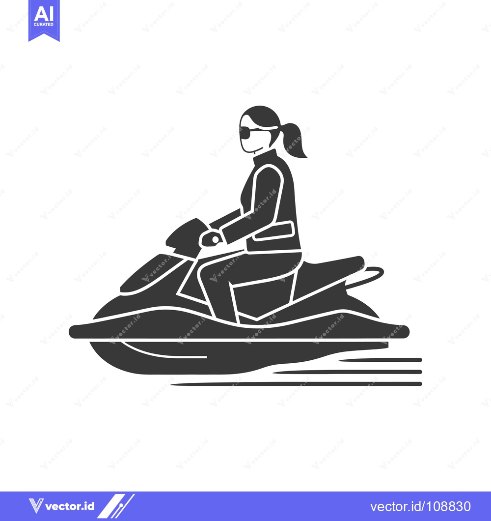 Premium Vector dari Woman Riding a Jet Ski on Water