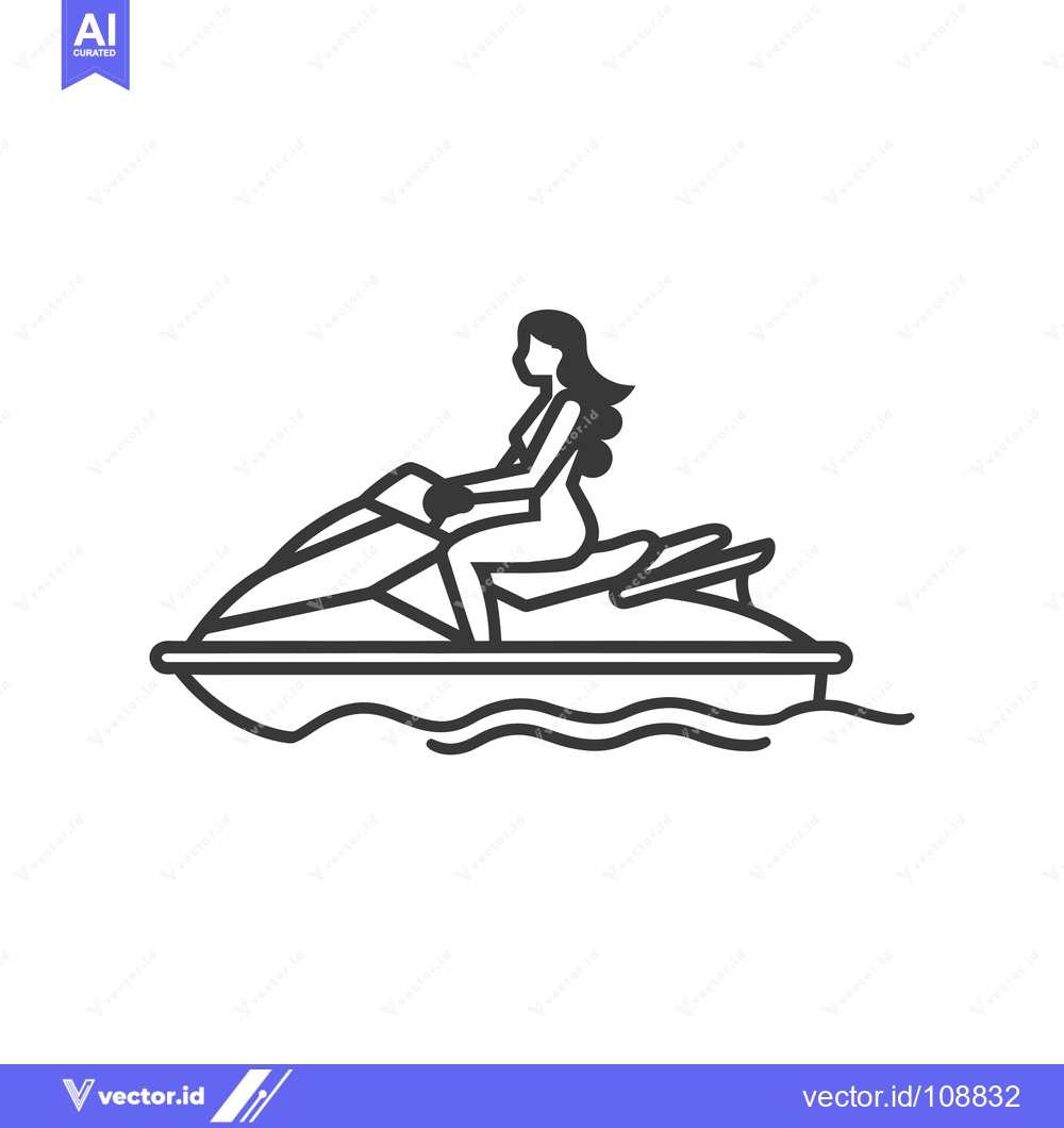 Premium Vector of Woman Riding a Jet Ski on Water