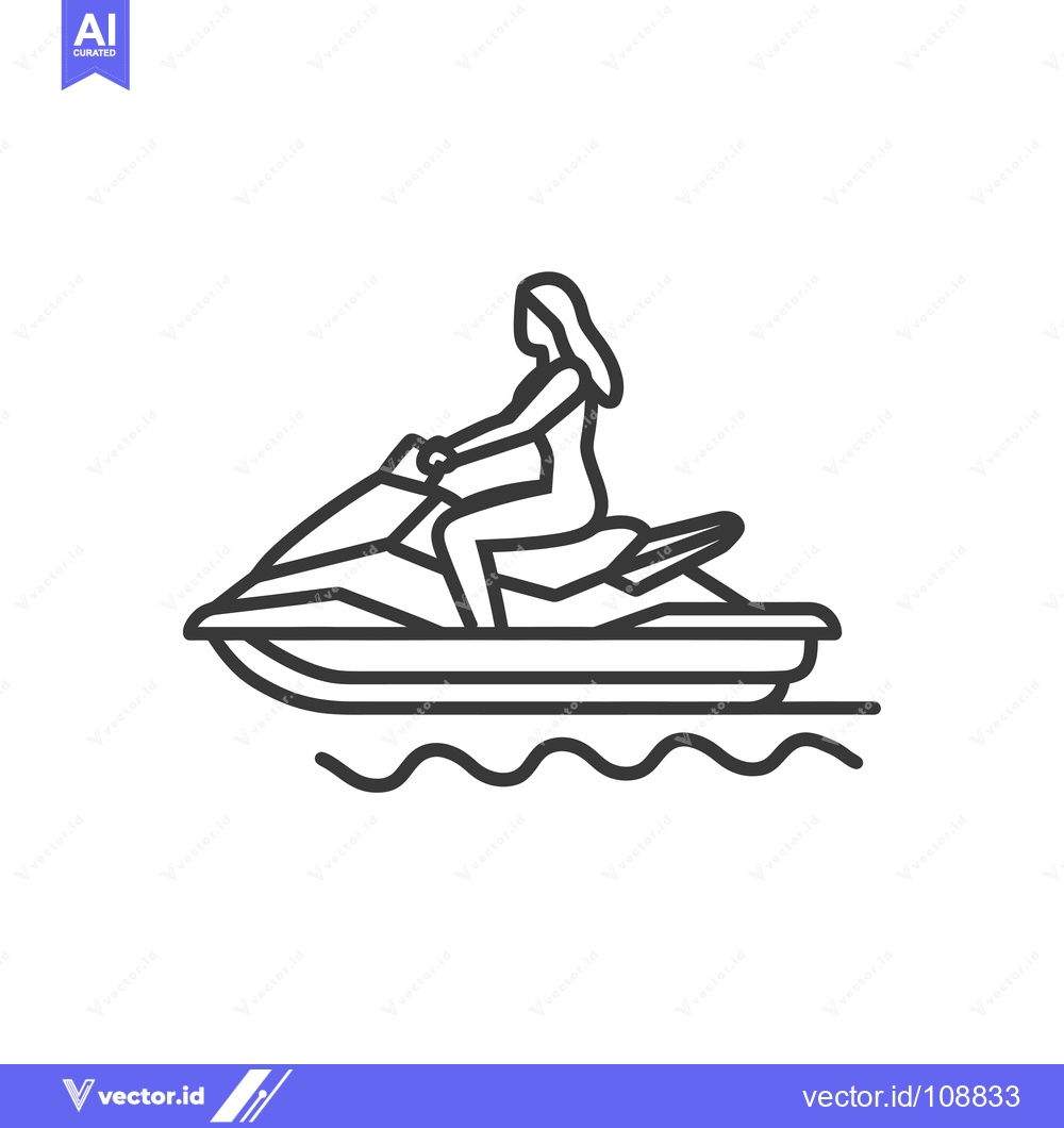 Premium Vector of Woman Riding a Jet Ski on Water