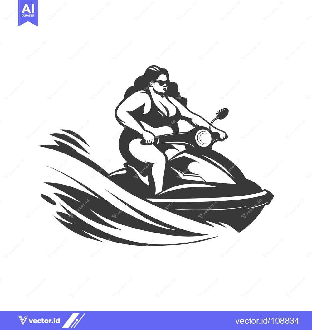 Premium Vector dari Woman Riding a Jet Ski on Waves