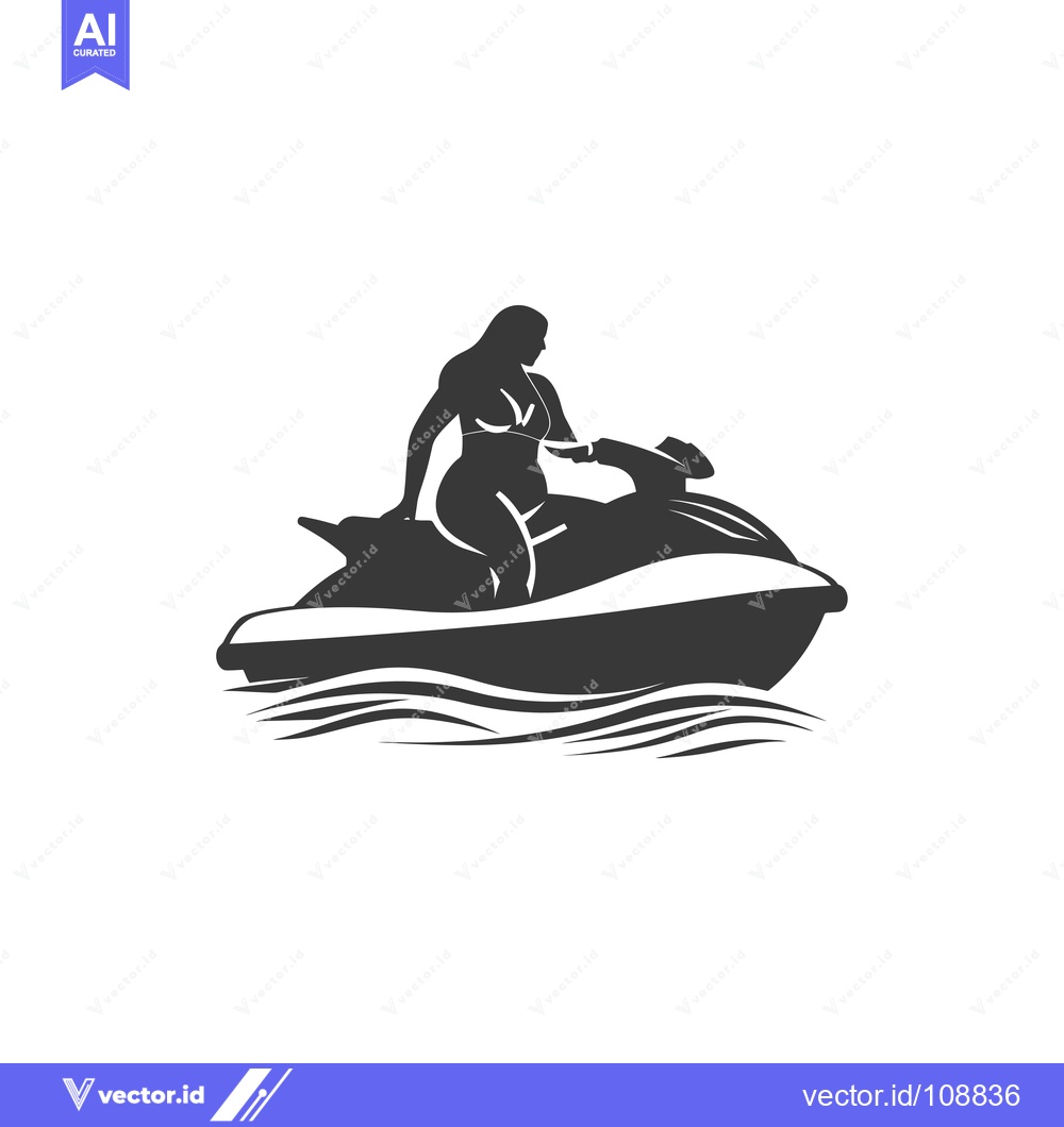 Premium Vector dari Woman Riding a Jet Ski on Waves
