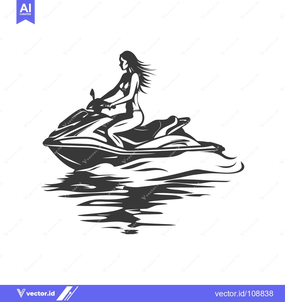 Premium Vector dari Woman Riding a Jet Ski Through Waves