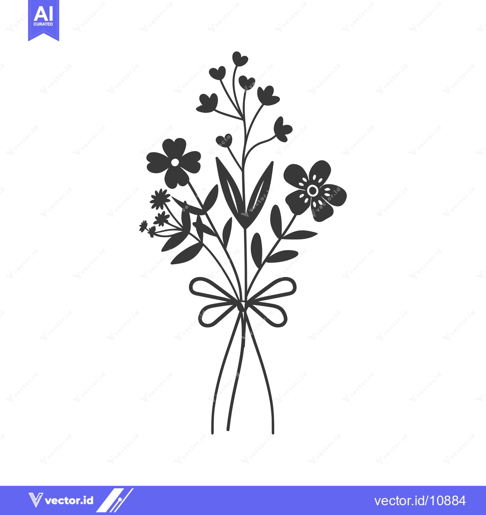Premium Vector of A bouquet of flowers tied with a bow