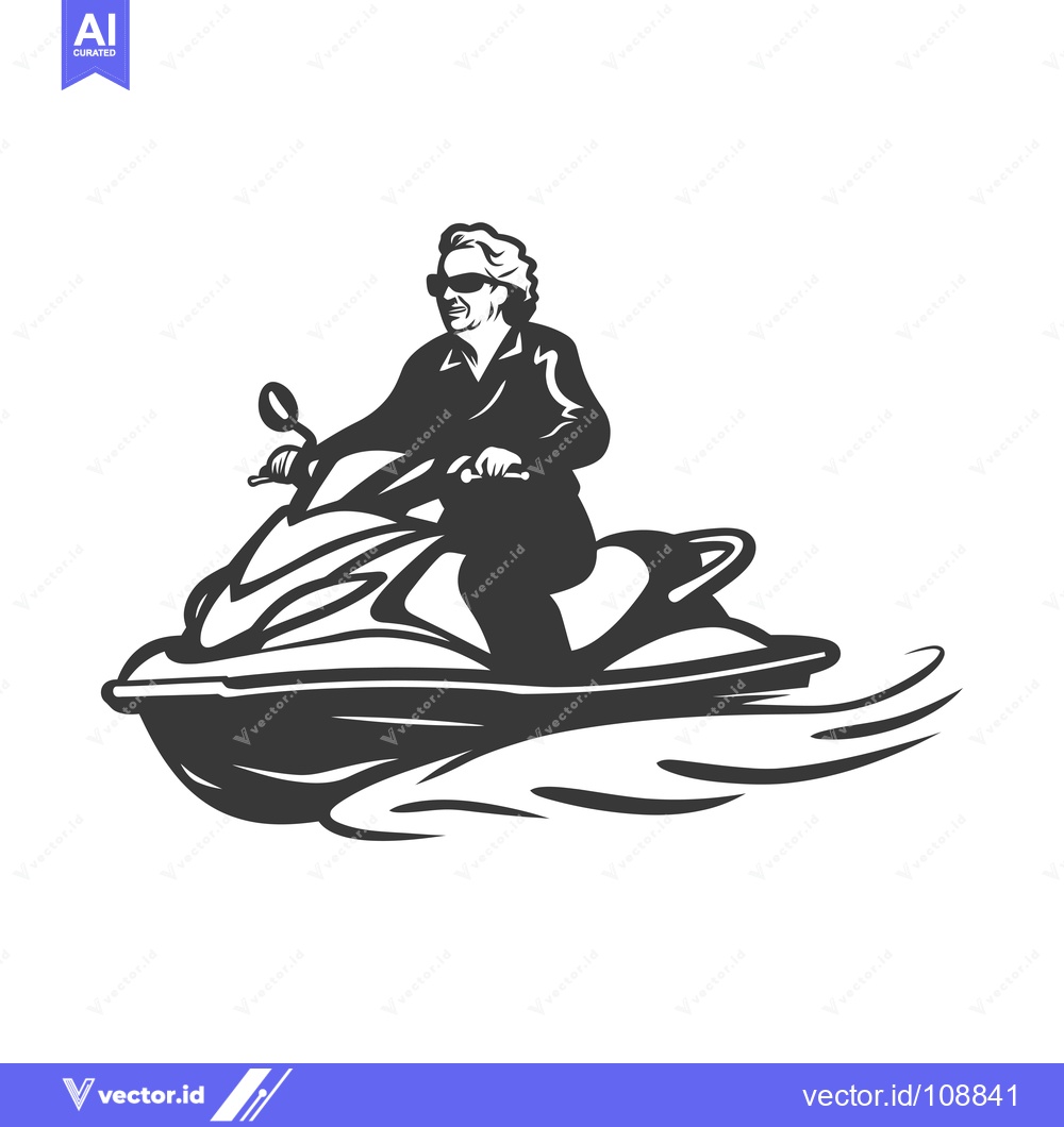 Premium Vector dari Woman Riding a Jet Ski With Wavy Wake