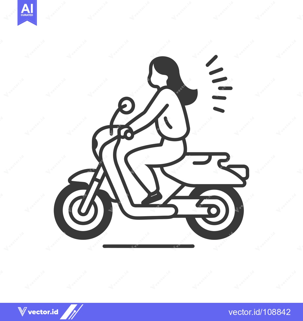 Premium Vector of Woman Riding a Motorbike with a Wind Gust