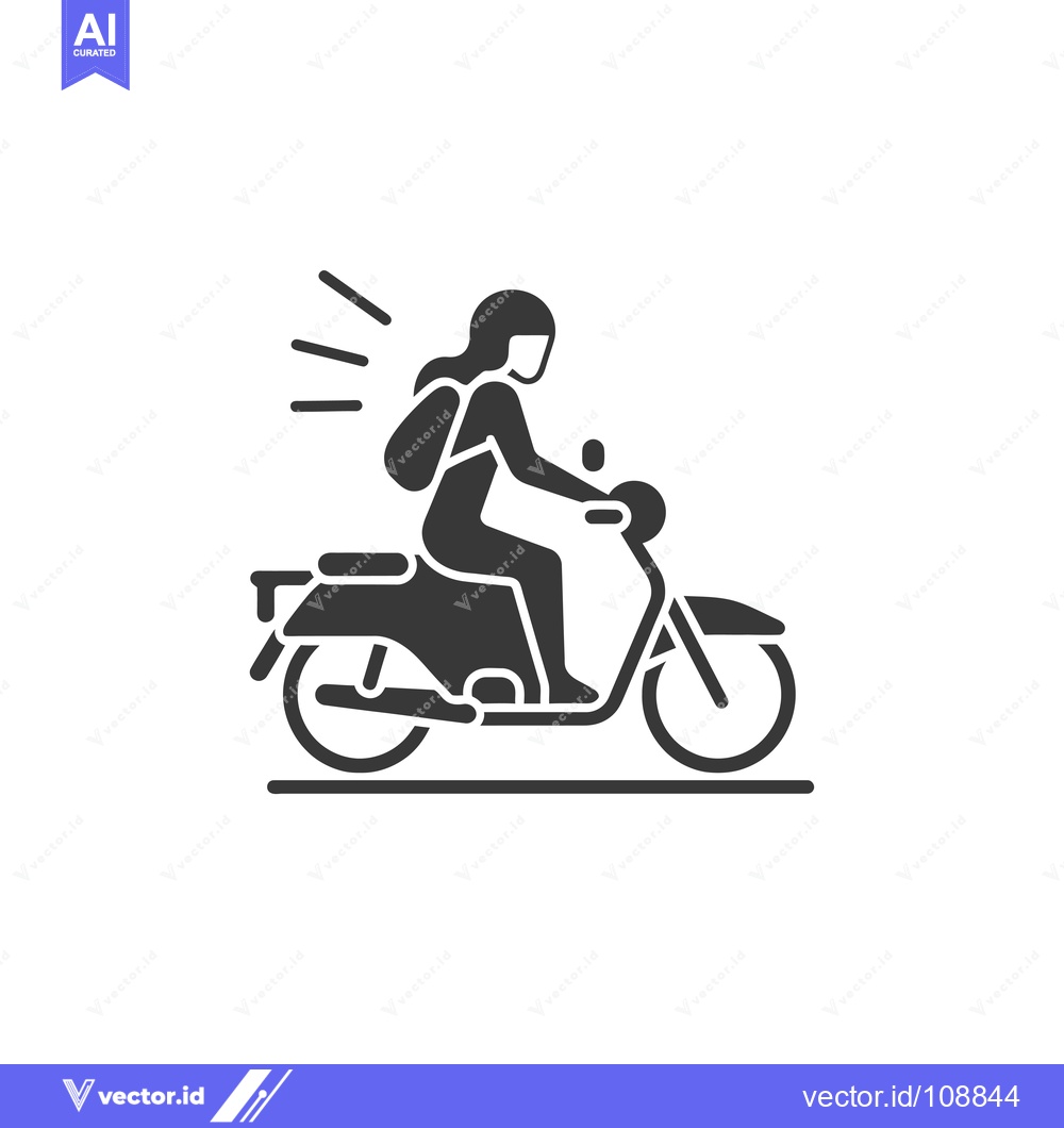 Premium Vector dari Woman Riding a Motorcycle with a Backpack