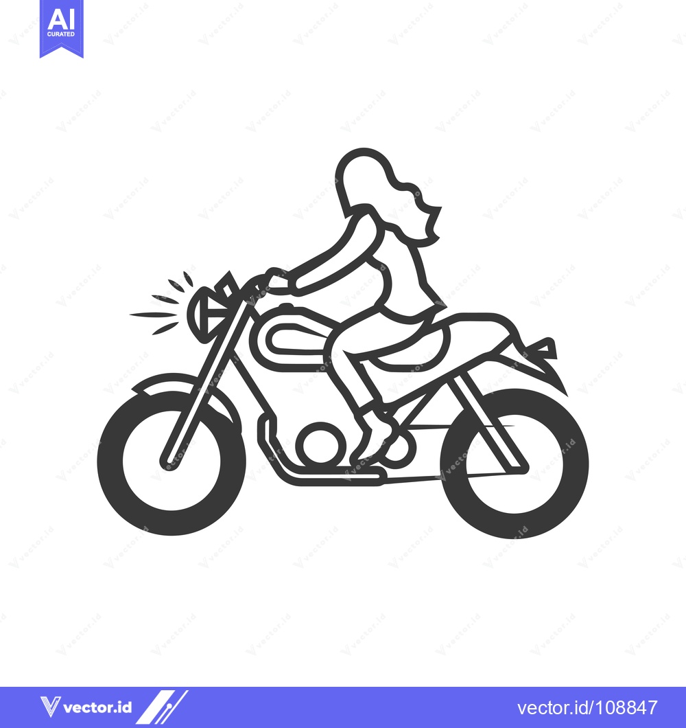 Premium Vector dari Woman Riding a Motorcycle with Headlight On