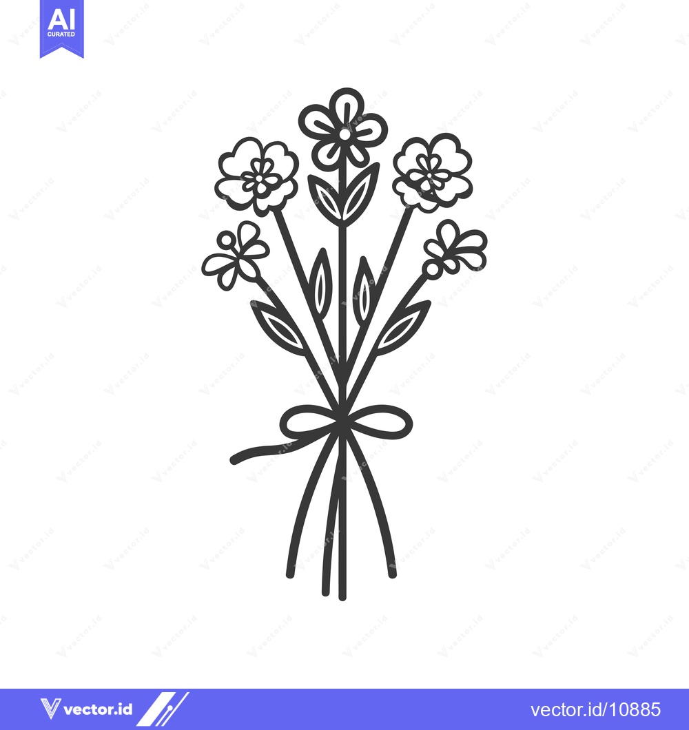 Premium Vector dari A bouquet of flowers tied with a ribbon
