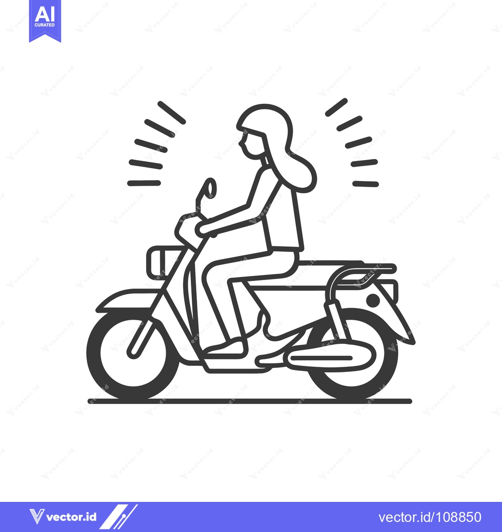 Premium Vector dari Woman Riding a Motorcycle with Long Hair and a Helmet