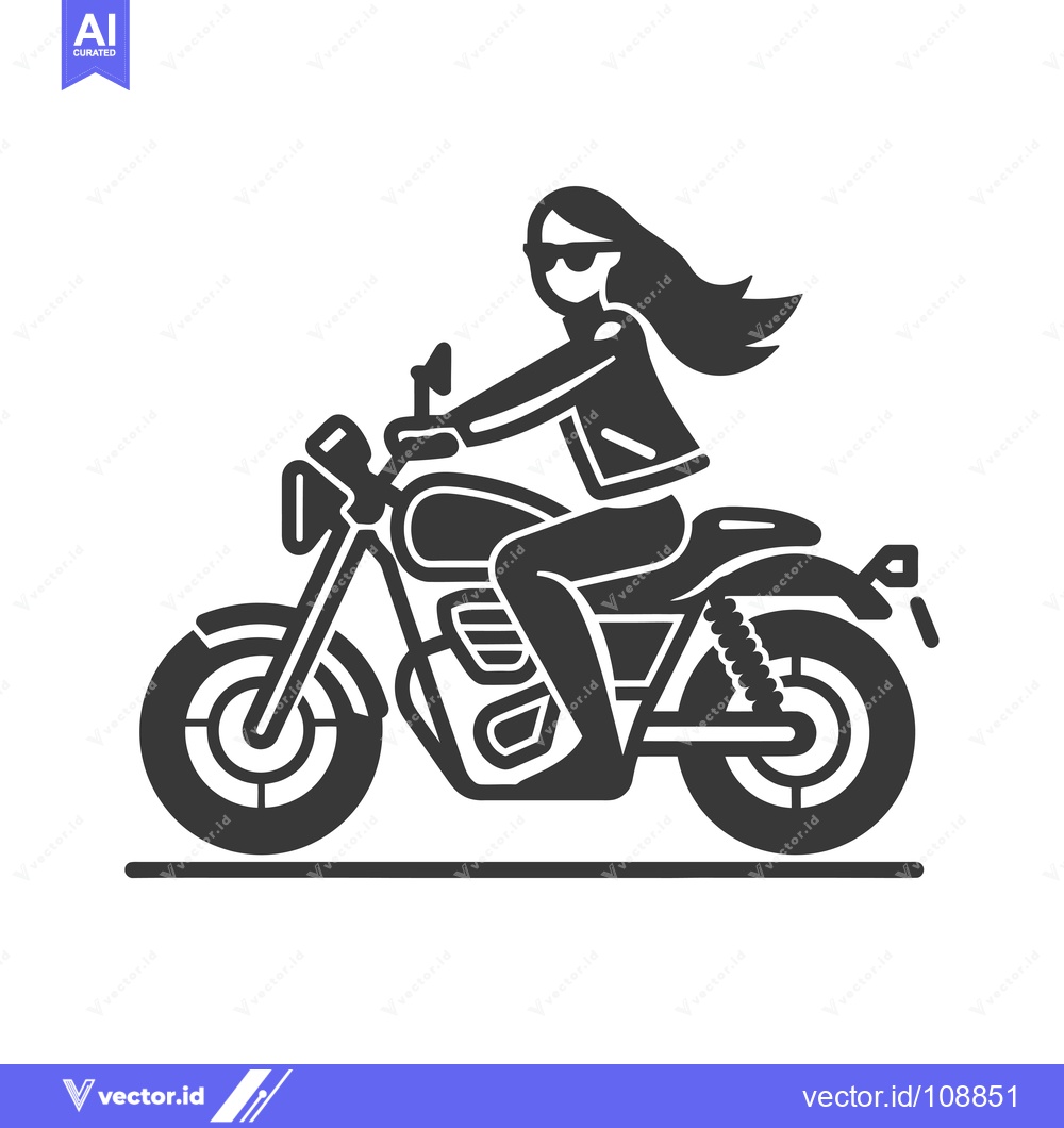 Premium Vector dari Woman Riding a Motorcycle with Long Hair and Sunglasses