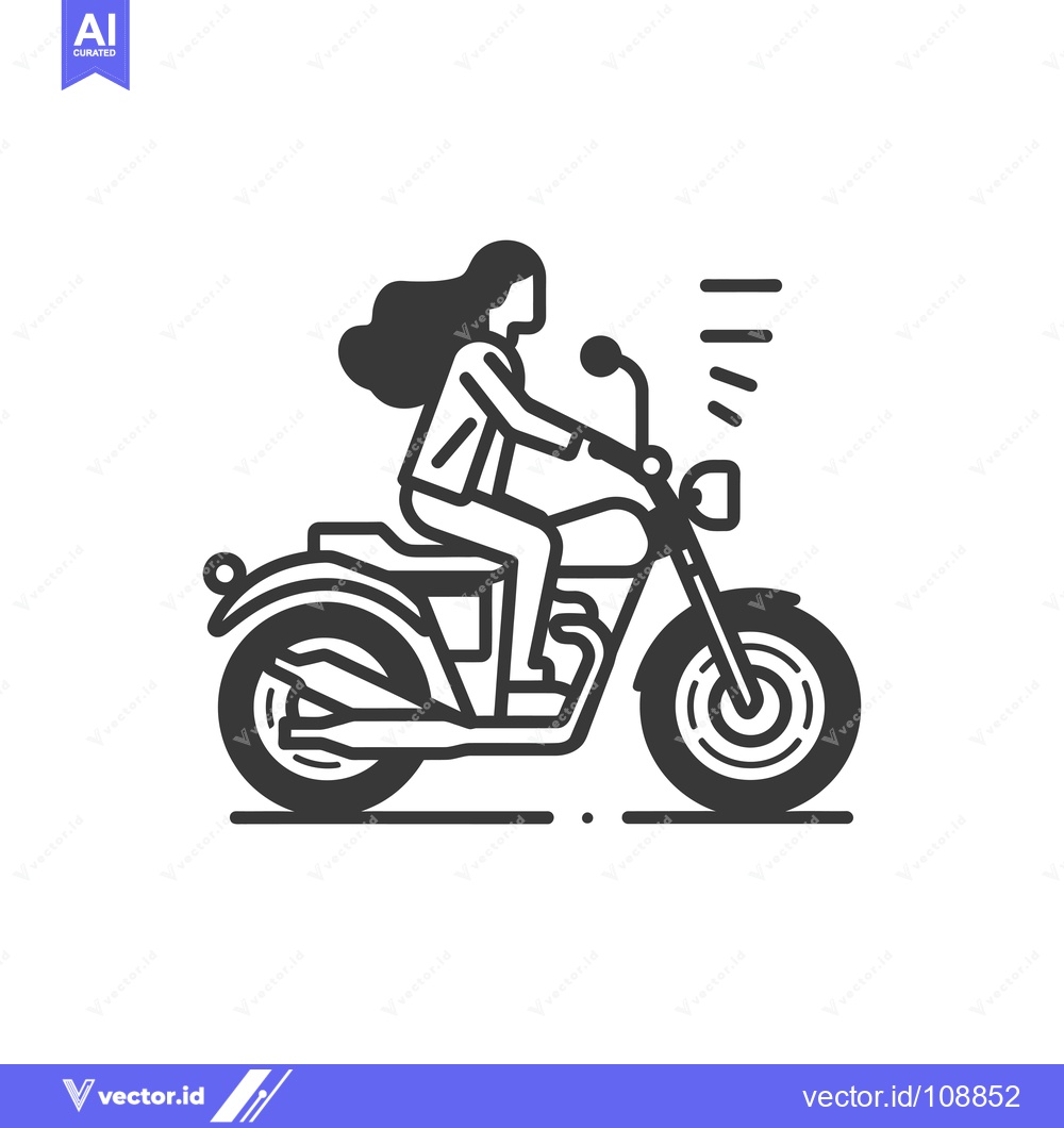 Premium Vector of Woman Riding a Motorcycle with Speed Lines