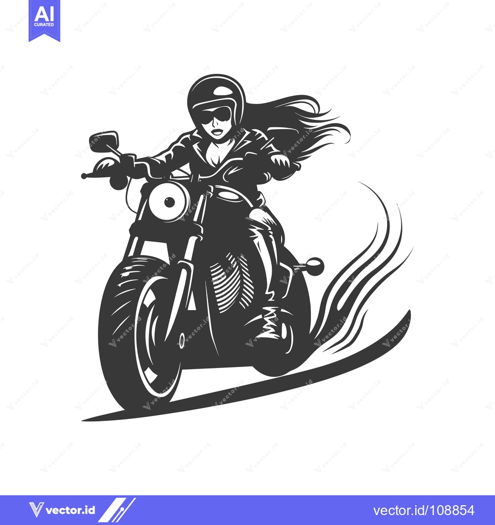 Premium Vector dari Woman Riding a Motorcycle with Wind in Her Hair