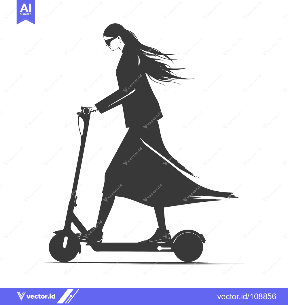 Premium Vector of Woman Riding an Electric Scooter