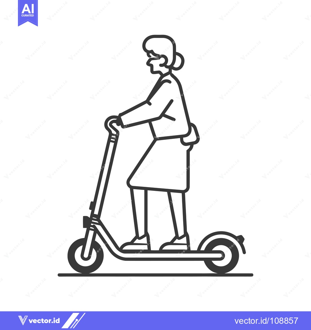 Premium Vector of Woman Riding an Electric Scooter