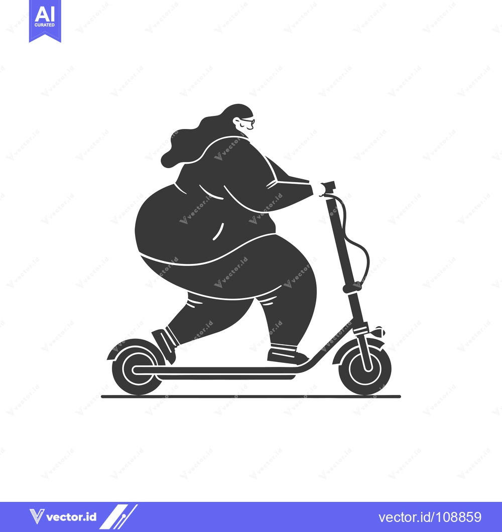 Premium Vector of Woman Riding an Electric Scooter