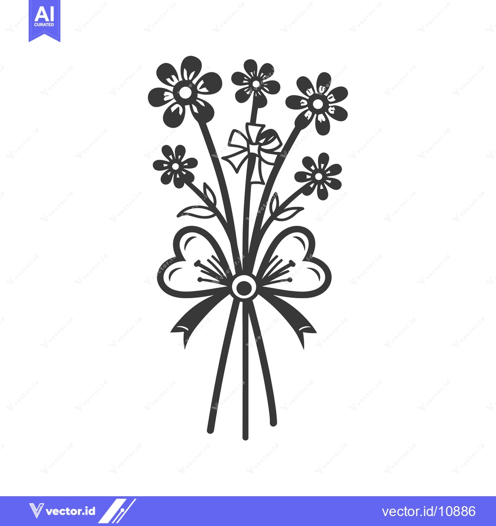 Premium Vector dari A Bouquet of Flowers with a Double Bow