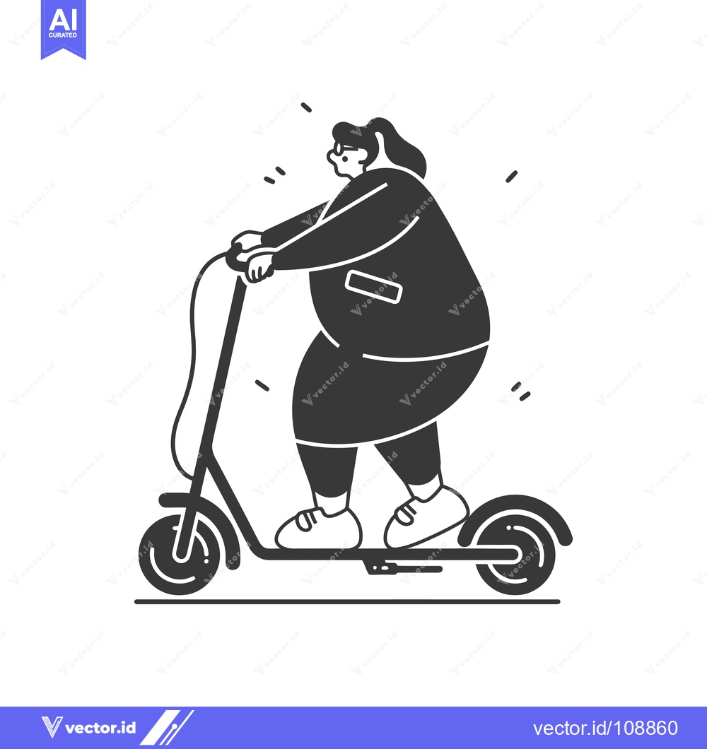 Premium Vector of Woman Riding an Electric Scooter