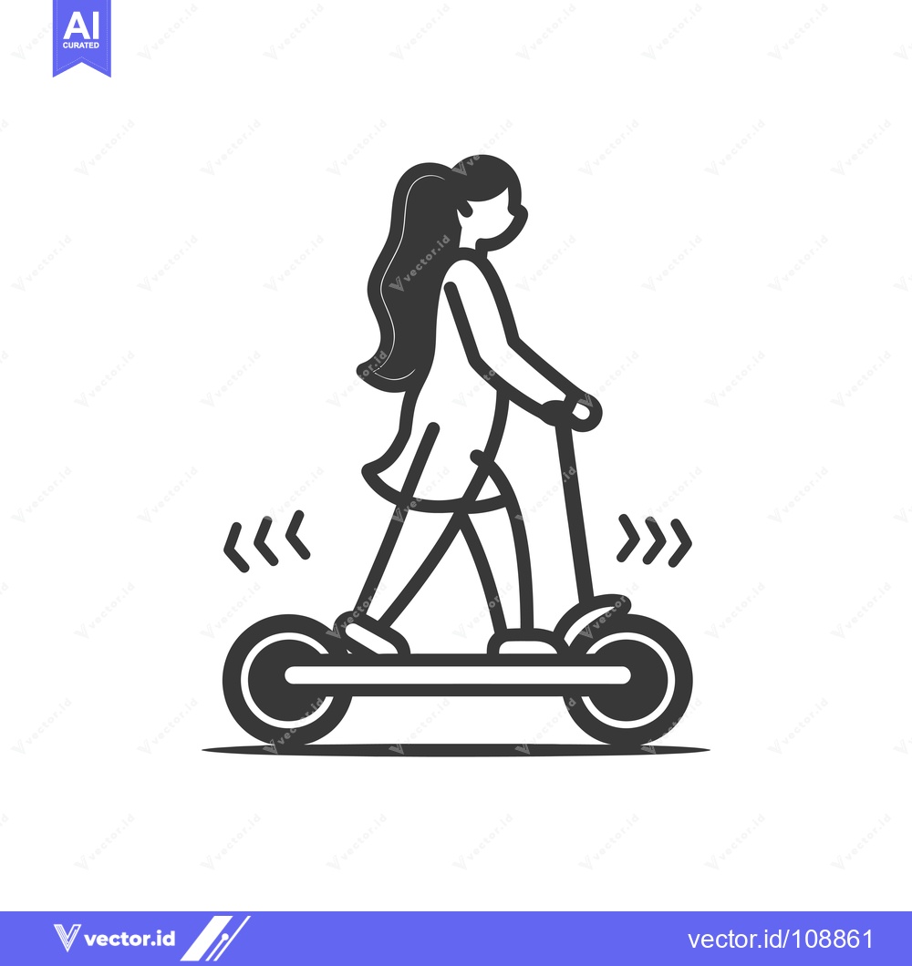 Premium Vector of Woman Riding an Electric Scooter