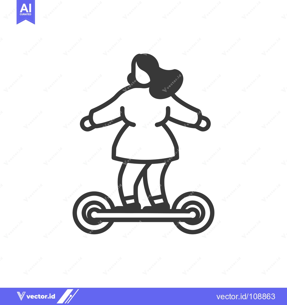 Premium Vector of Woman Riding an Electric Scooter
