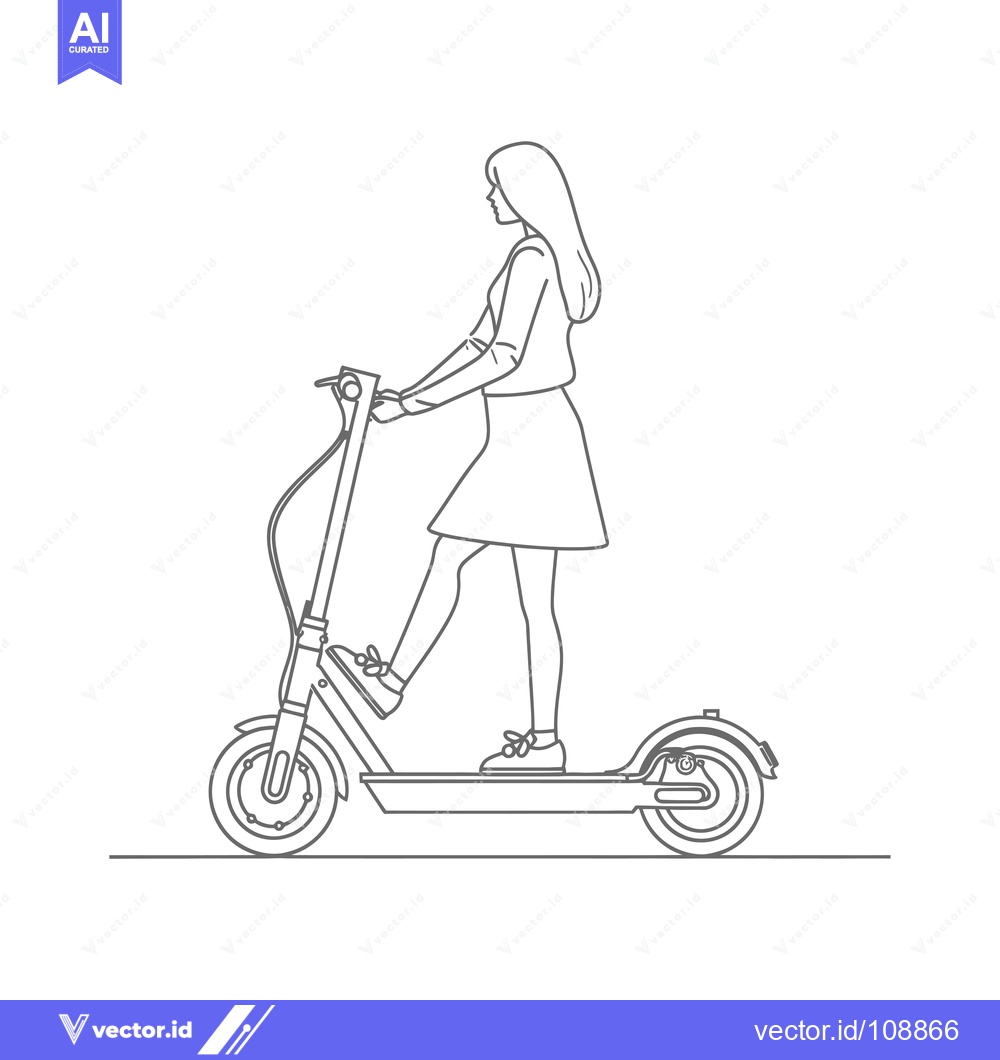 Premium Vector of Woman Riding an Electric Scooter