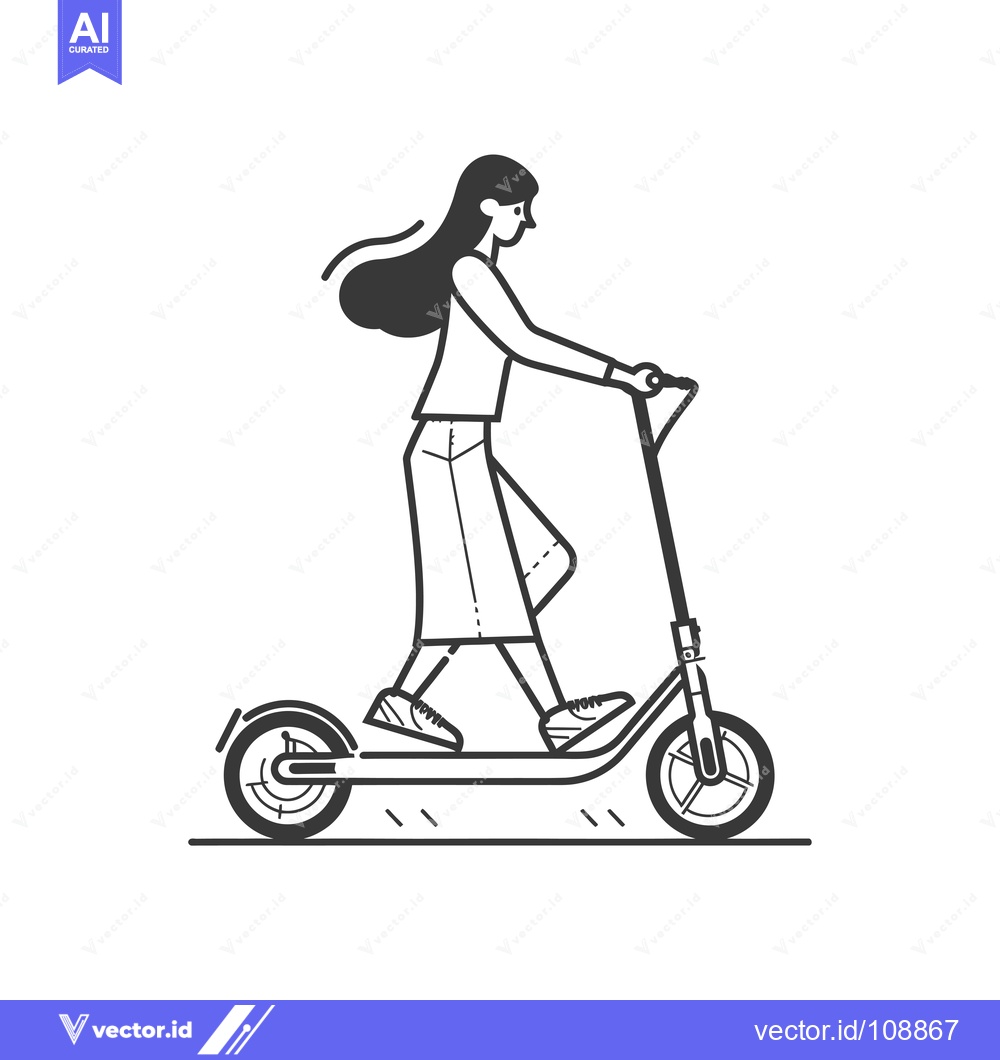 Premium Vector of Woman riding an electric scooter