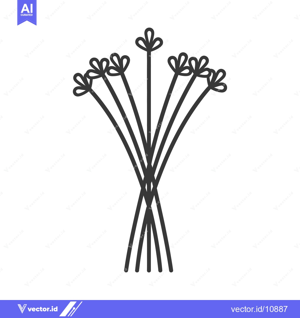 Premium Vector dari A bouquet of six stylized flowers with long stems