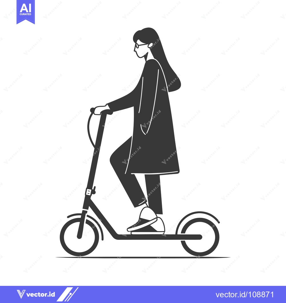 Premium Vector of Woman Riding an Electric Scooter