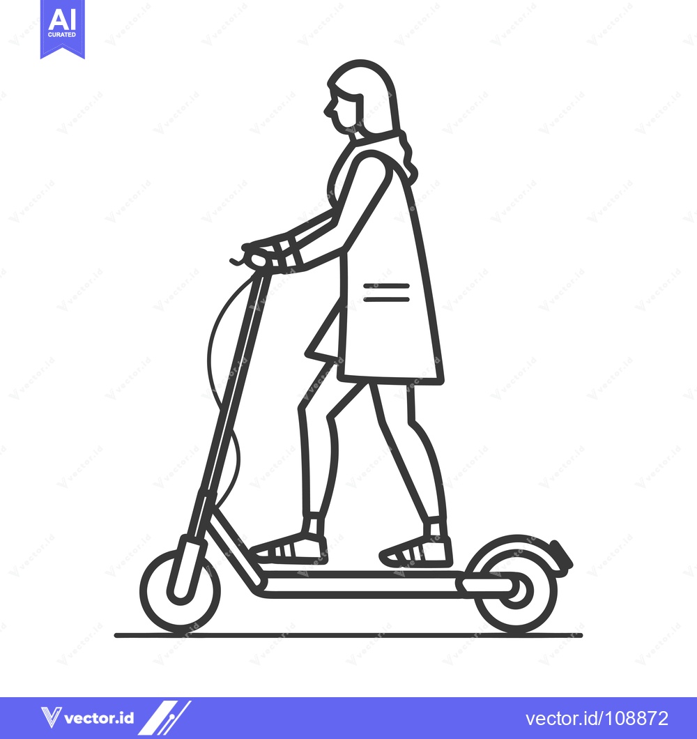 Premium Vector of Woman Riding an Electric Scooter