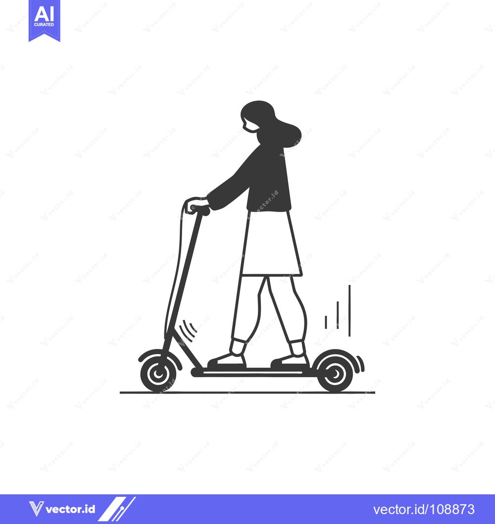Premium Vector dari Woman riding an electric scooter