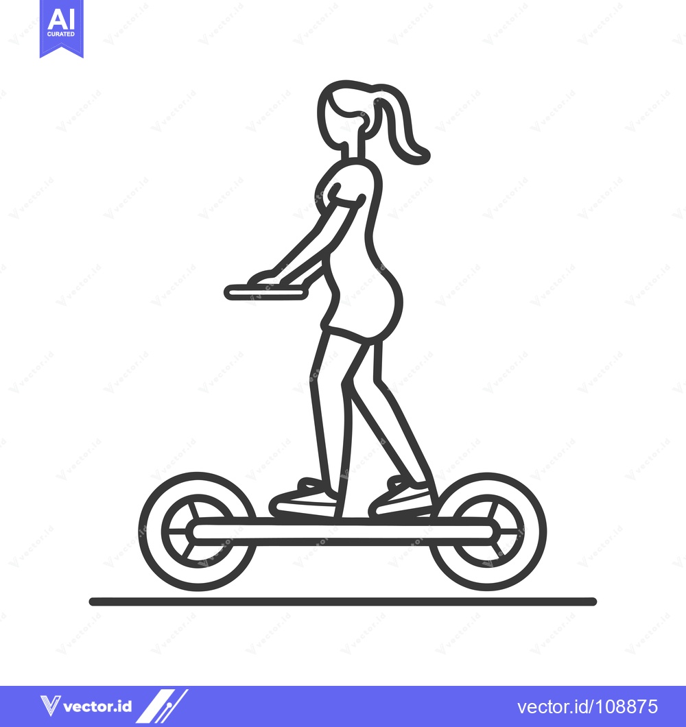 Premium Vector of Woman Riding an Electric Scooter