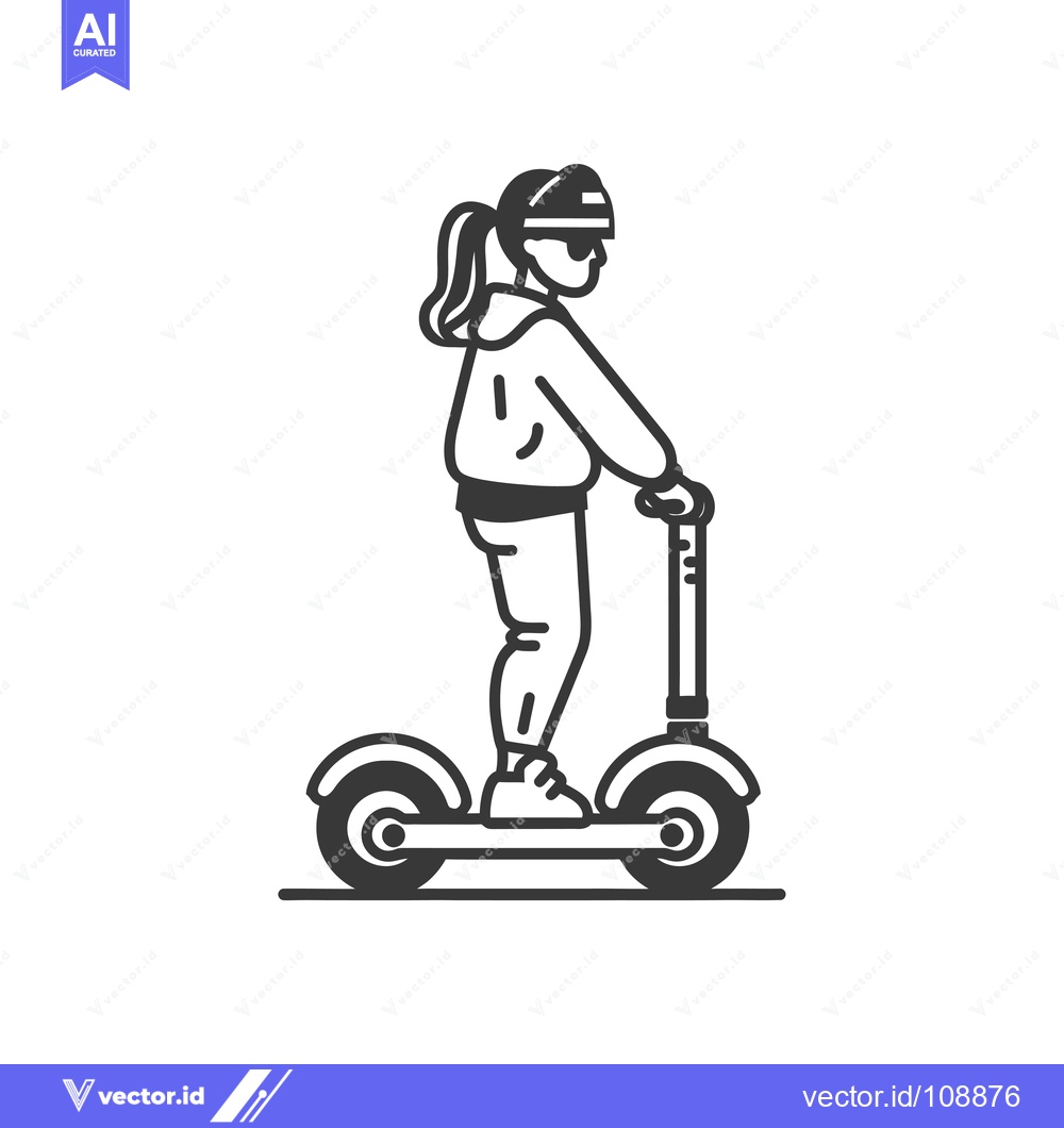 Premium Vector dari Woman riding an electric scooter