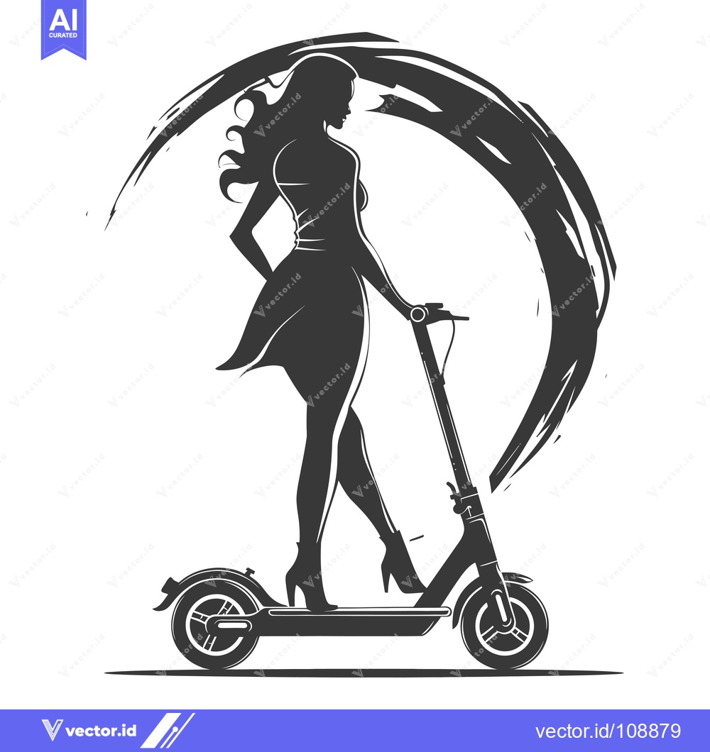 Premium Vector dari Woman Riding an Electric Scooter in a Stylish Pose